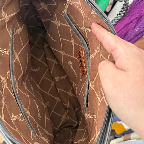 Wrangler Gray Braided-Handle Tote with Front Zip Pockets - Picture 2 of 2